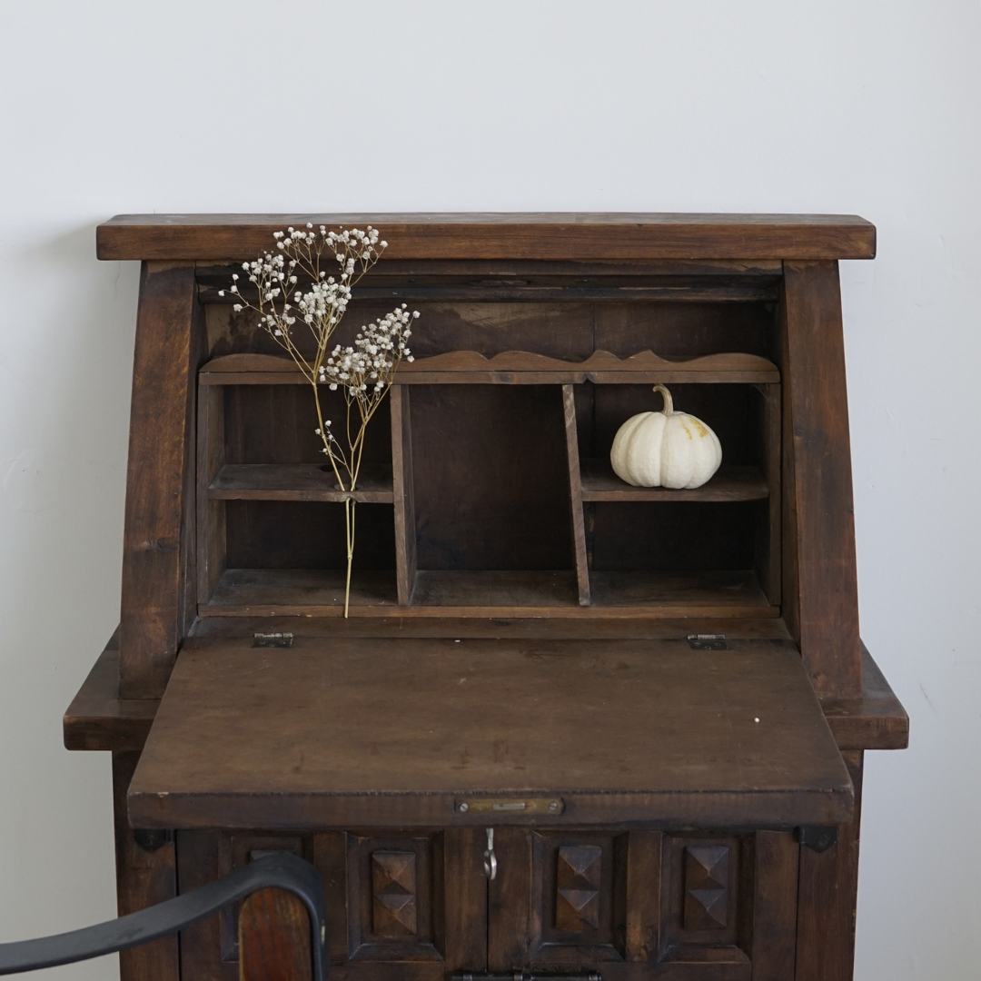 Spanish Fall-Front Walnut Secretary, 1950's