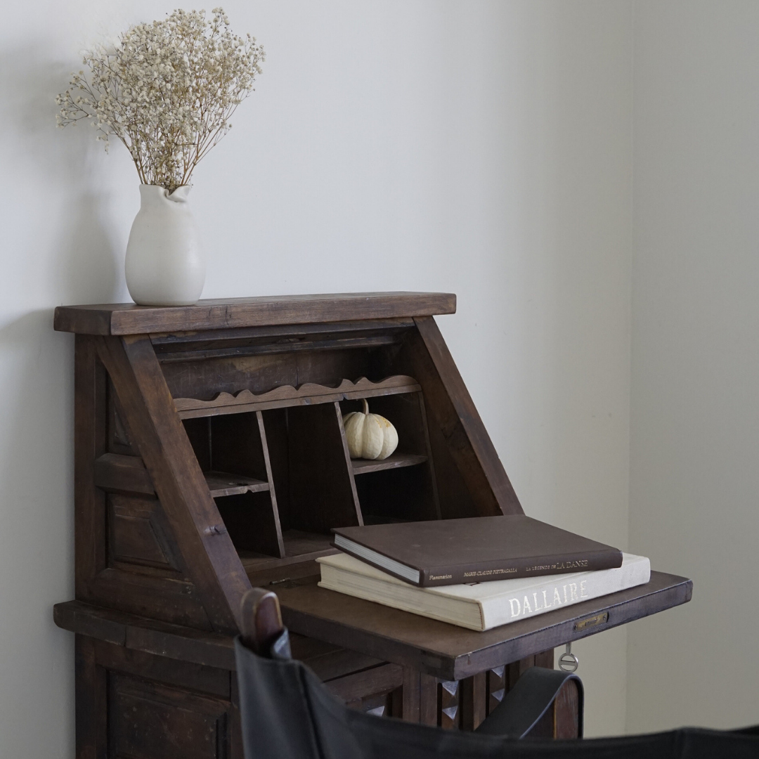 Spanish Fall-Front Walnut Secretary, 1950's