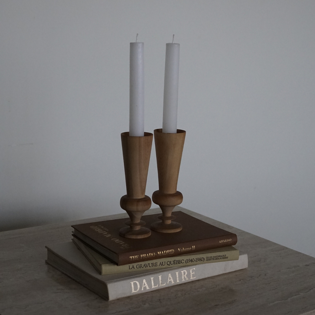 Chunky Wooden Candleholder (Pair)