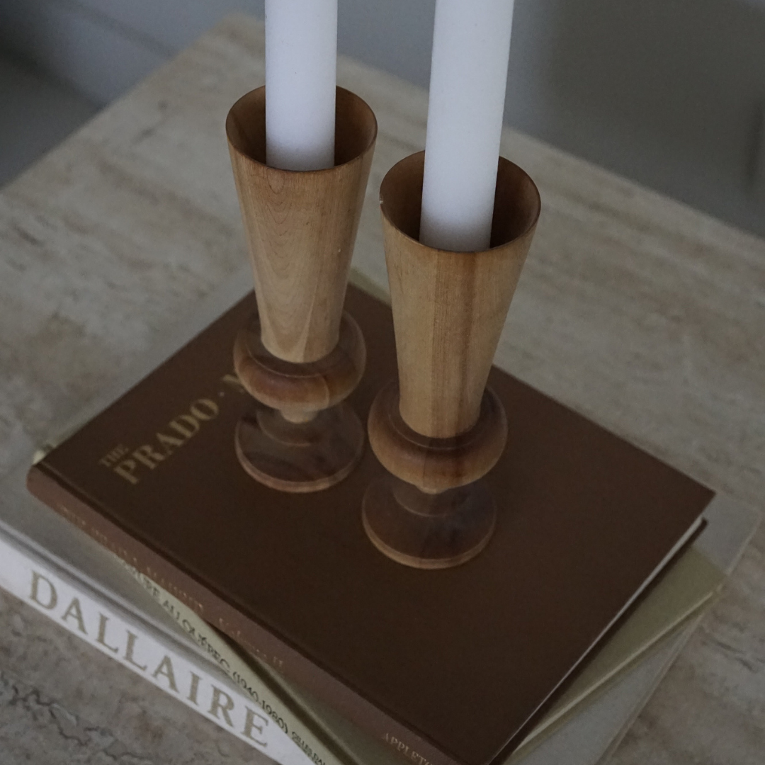 Chunky Wooden Candleholder (Pair)