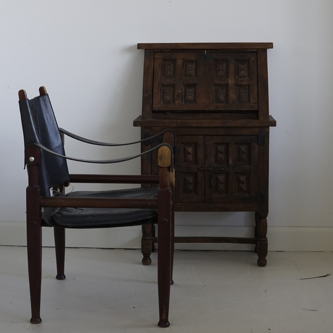 Spanish Fall-Front Walnut Secretary, 1950's