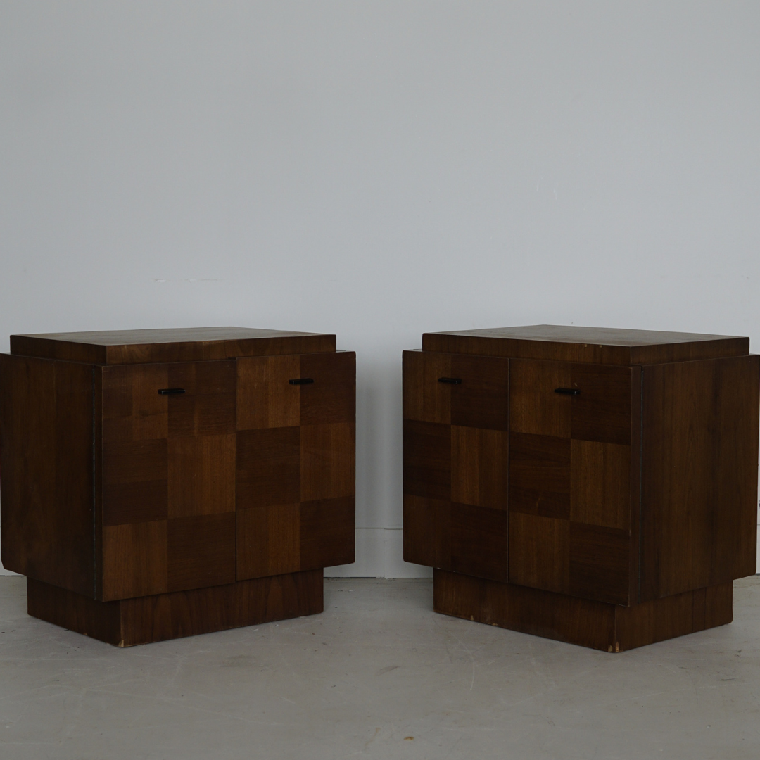 Brutalist Checkerboard Nightstands by Lane, Canada, 1970's