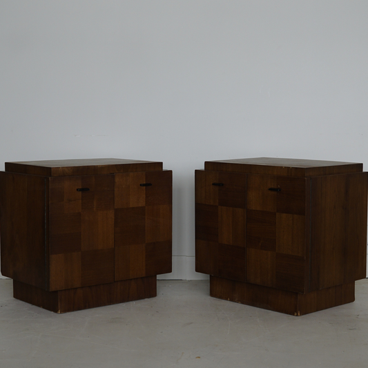 Brutalist Checkerboard Nightstands by Lane, Canada, 1970's