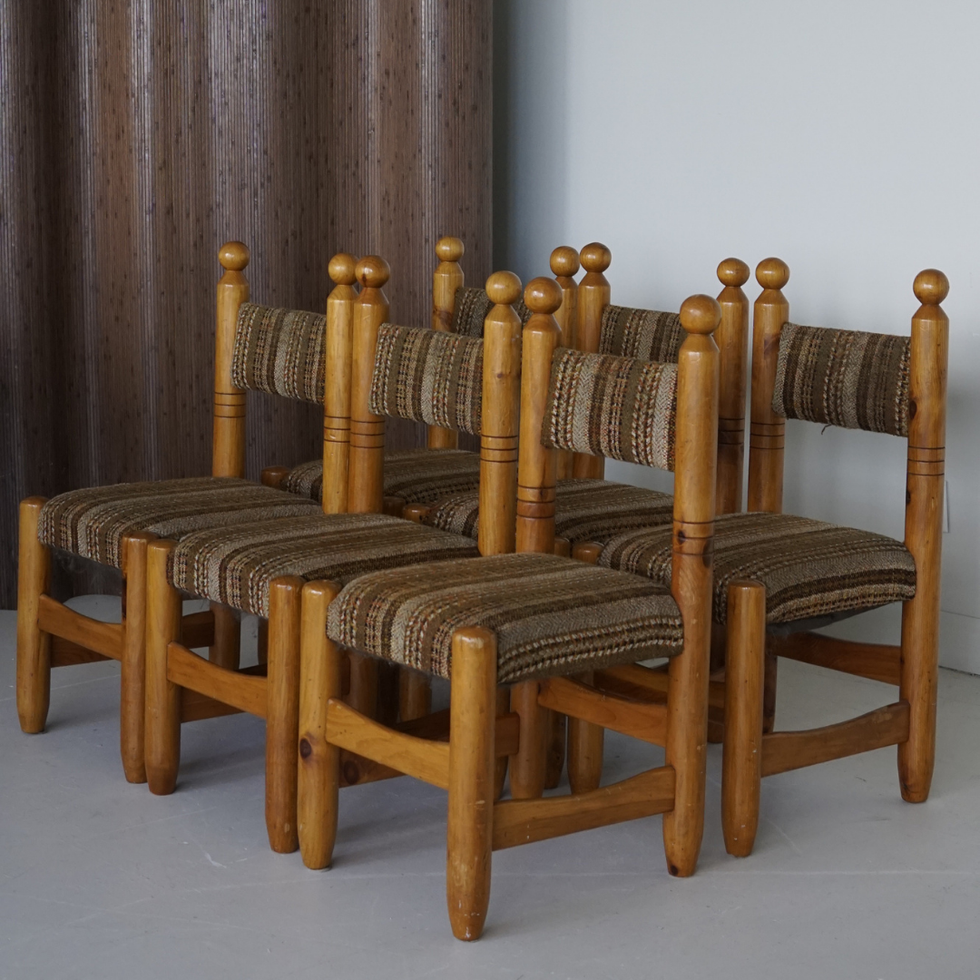 Pine Sculptural Dining Chairs, 1979