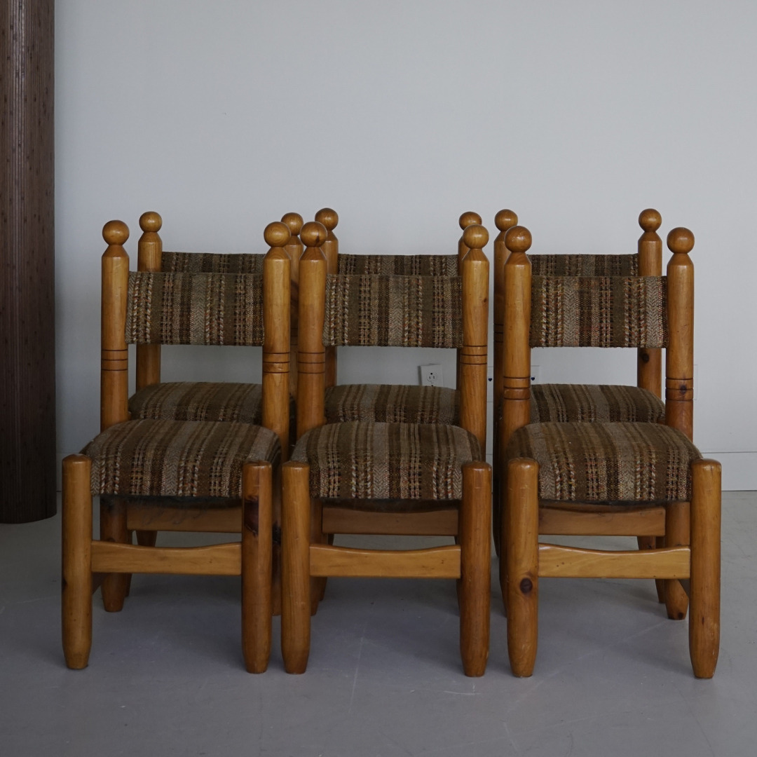 Pine Sculptural Dining Chairs, 1979