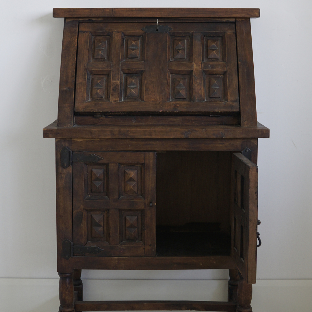 Spanish Fall-Front Walnut Secretary, 1950's