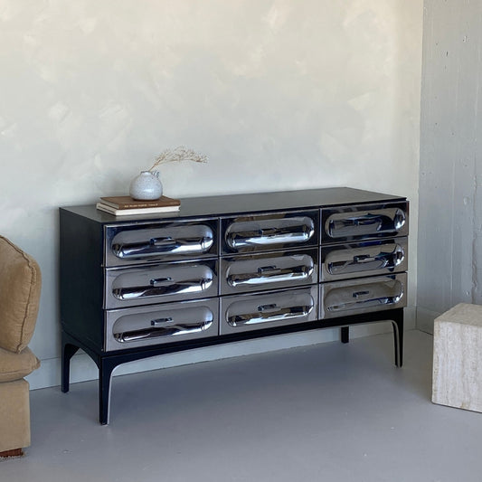 Nine Drawer Chrome Dresser by Henri Vallières, 1960's