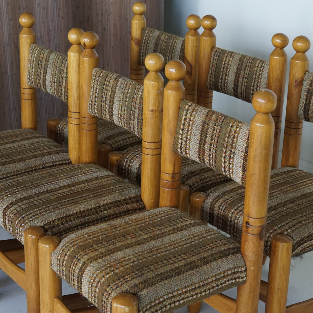 Pine Sculptural Dining Chairs, 1979