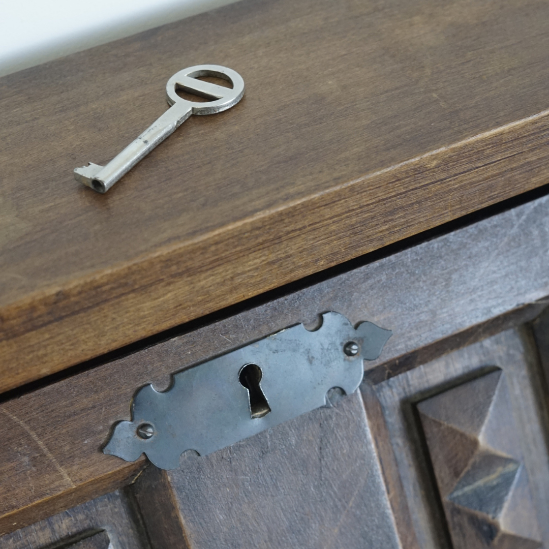 Spanish Fall-Front Walnut Secretary, 1950's