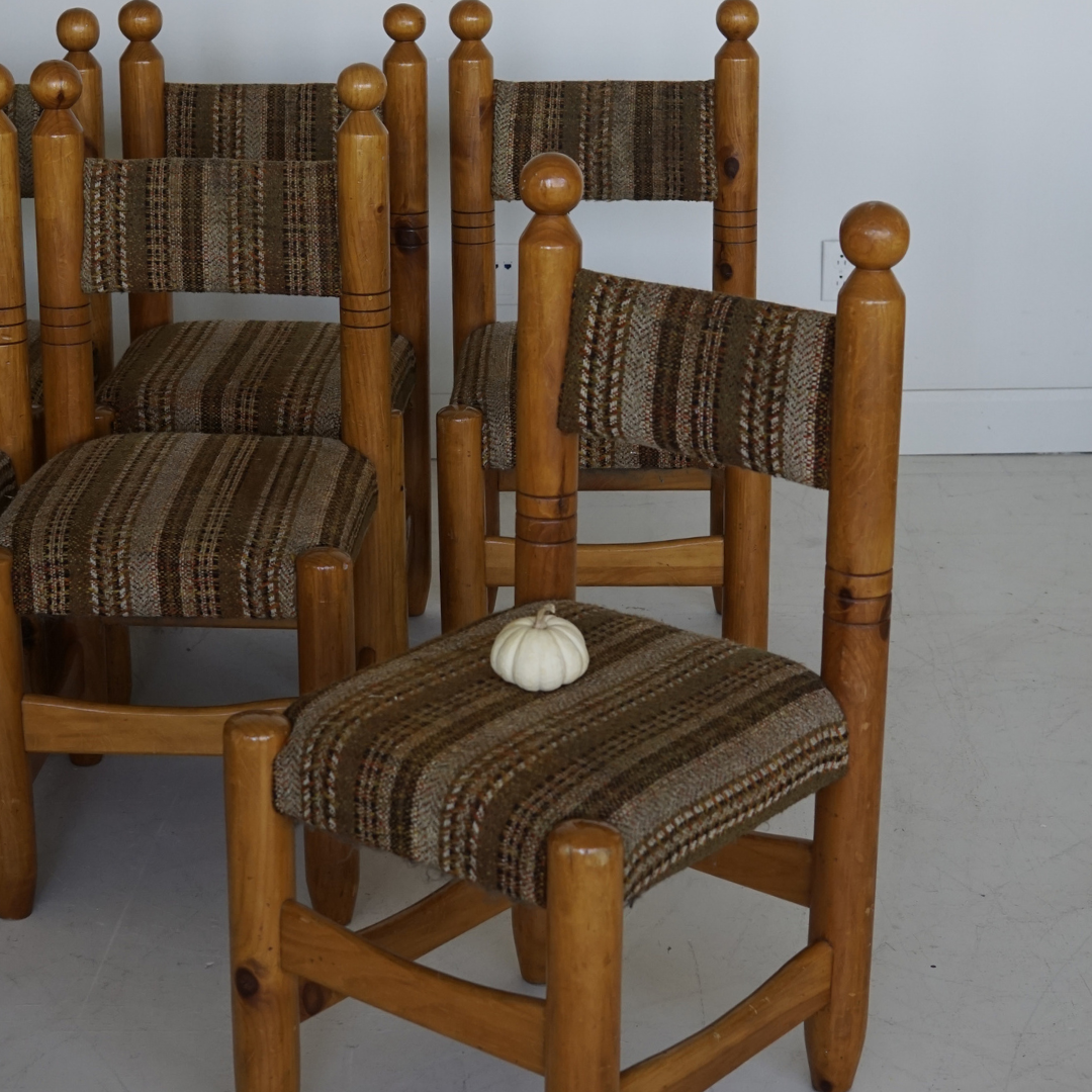 Pine Sculptural Dining Chairs, 1979