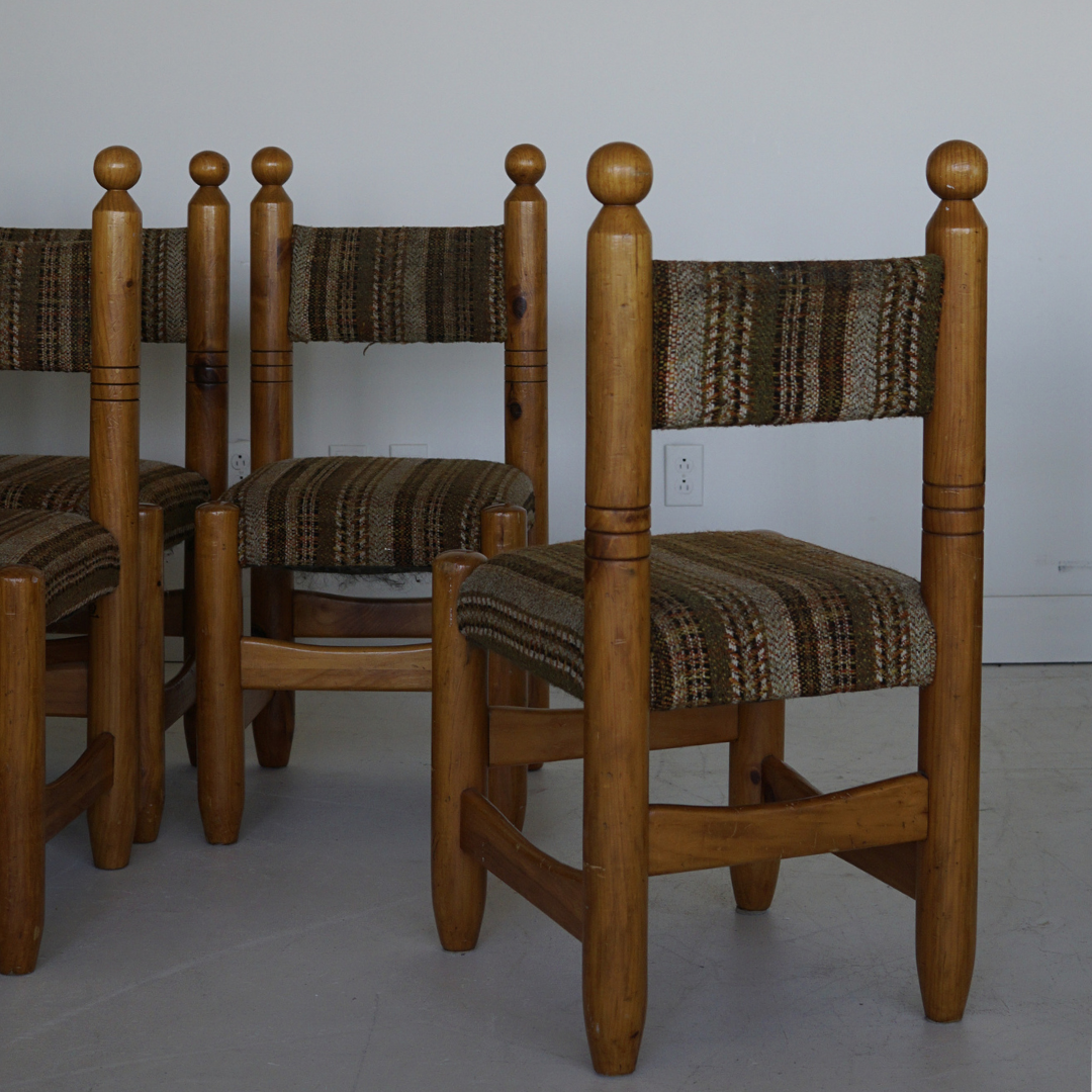 Pine Sculptural Dining Chairs, 1979