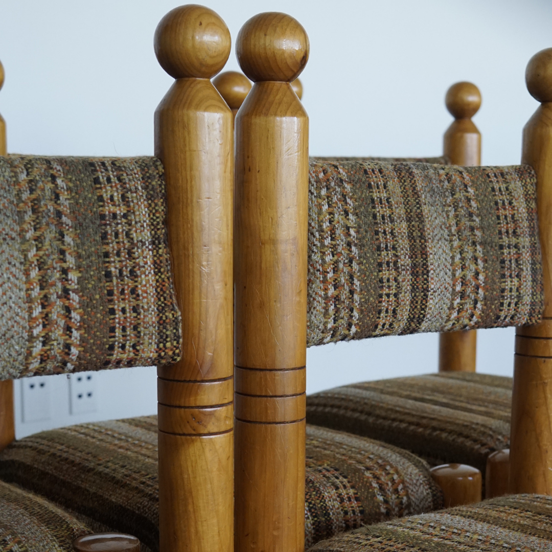 Pine Sculptural Dining Chairs, 1979