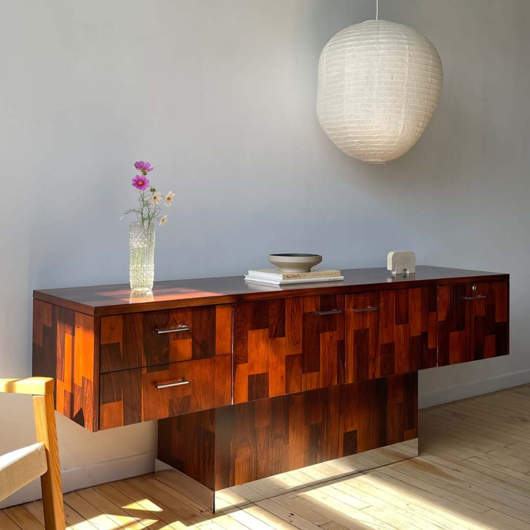 Rosewood Credenza with Chrome Details by Elite Interiors, Montreal, 1960's