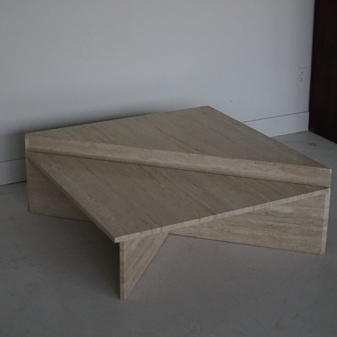 Two-Tier Origami Travertine Coffee Table