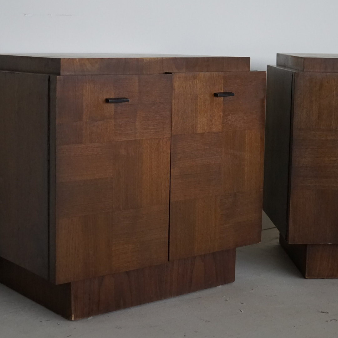 Brutalist Checkerboard Nightstands by Lane, Canada, 1970's