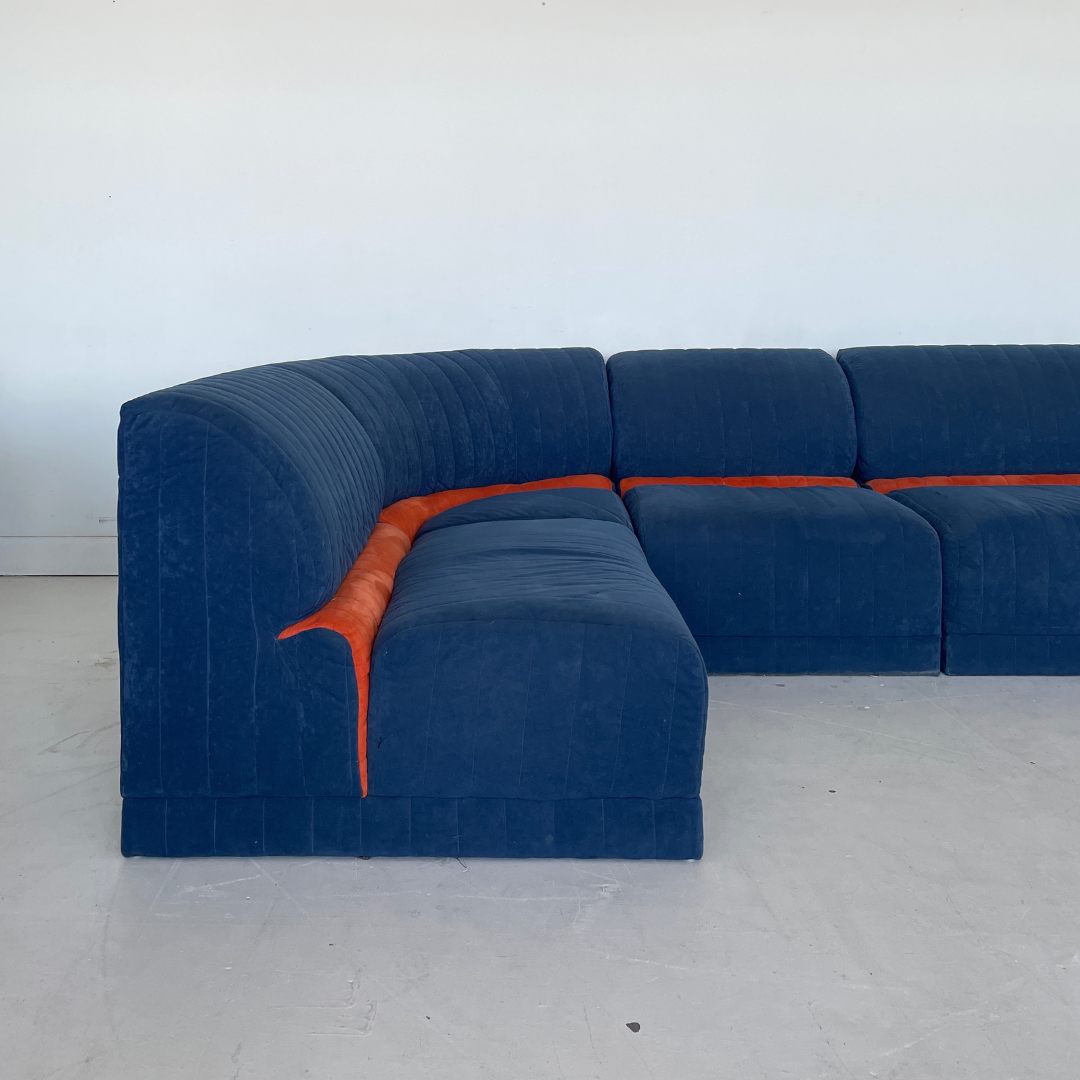 Modular Velvet Couch, Four Piece Set