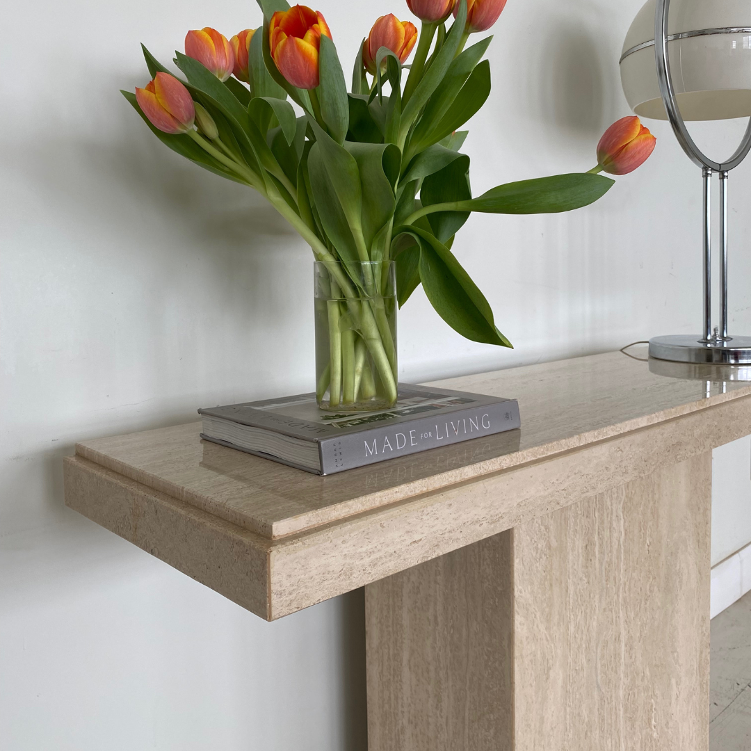 Vintage Travertine Console Table