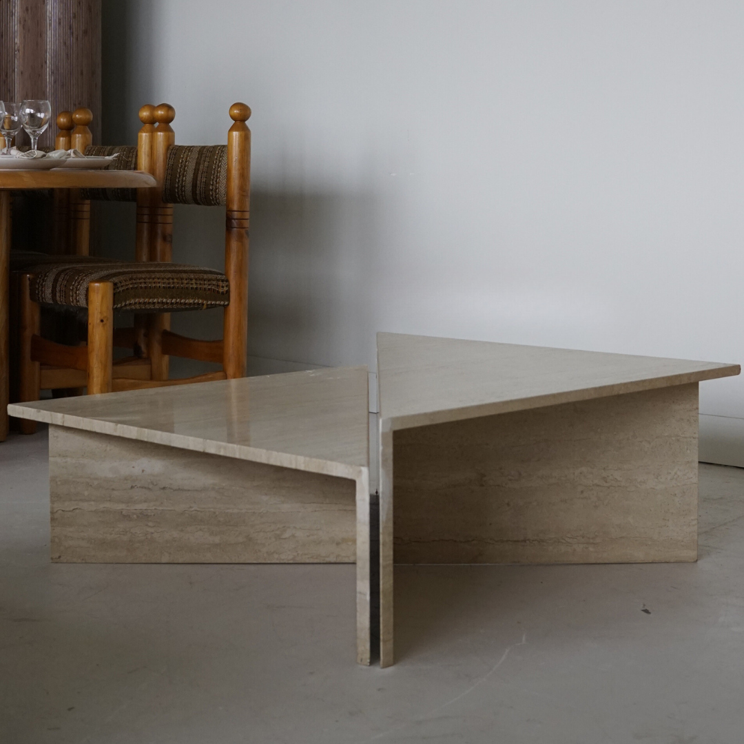 Two-Tier Origami Travertine Coffee Table