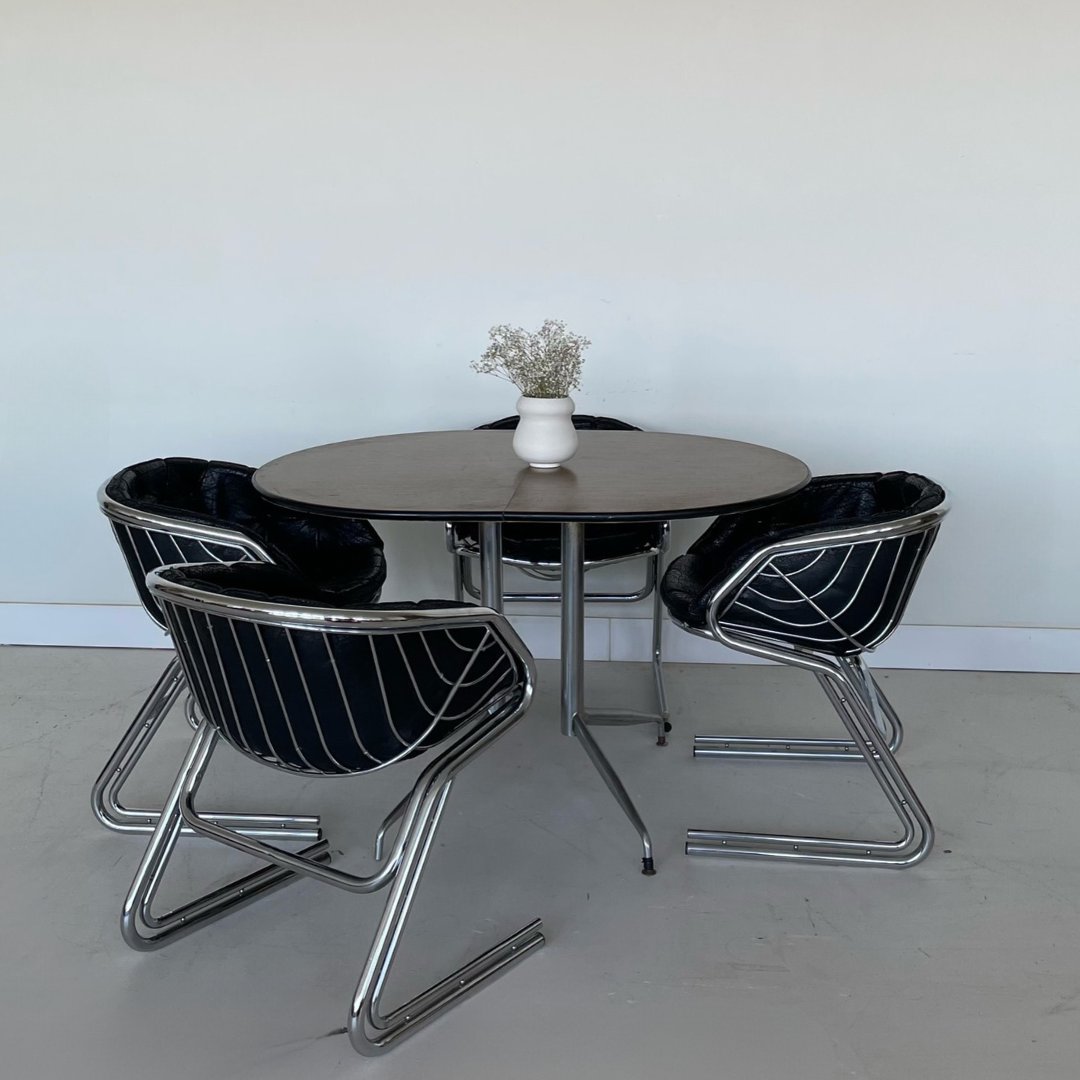 Set of 4 Vintage Chrome Dining Chairs by Sheres Co, 1970's