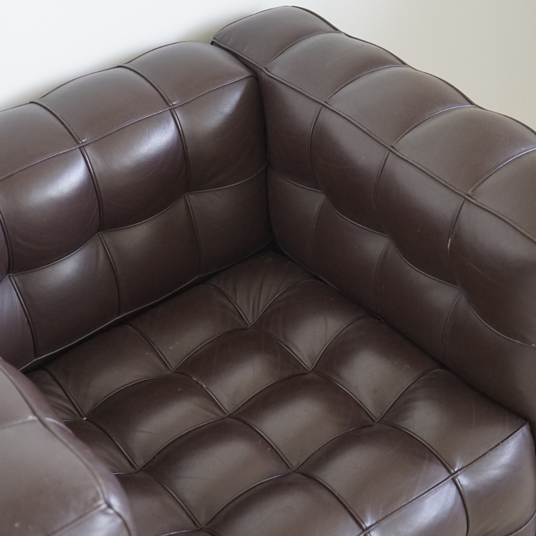 Dark Brown Genuine Leather Kubus Armchair