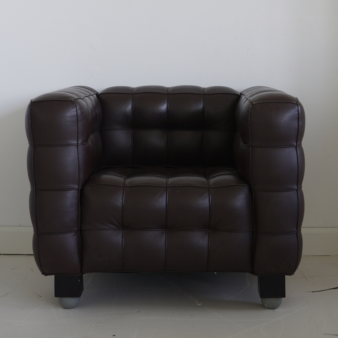 Dark Brown Genuine Leather Kubus Armchair