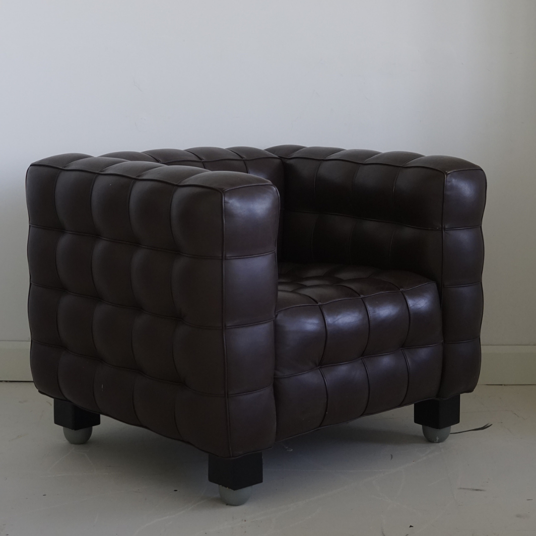 Dark Brown Genuine Leather Kubus Armchair