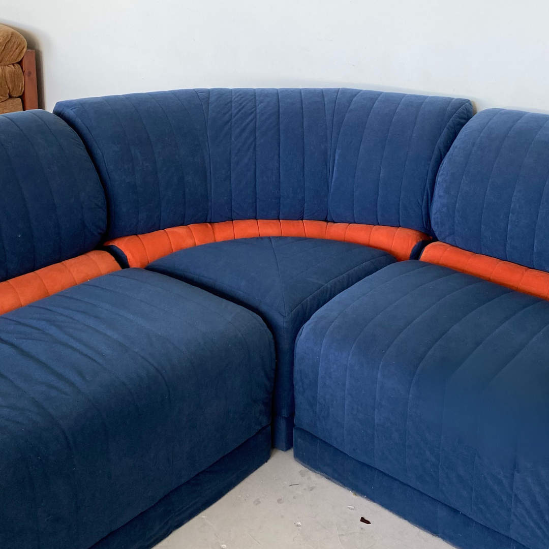 Modular Velvet Couch, Four Piece Set