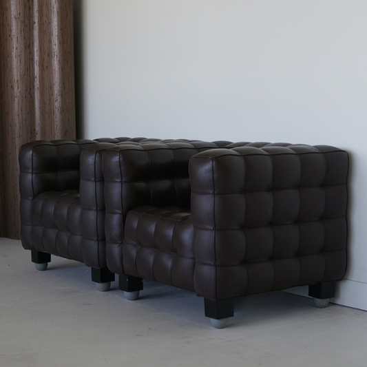 Dark Brown Genuine Leather Kubus Armchair