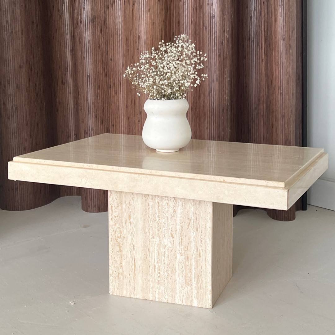 Pedestal Travertine Coffee Table