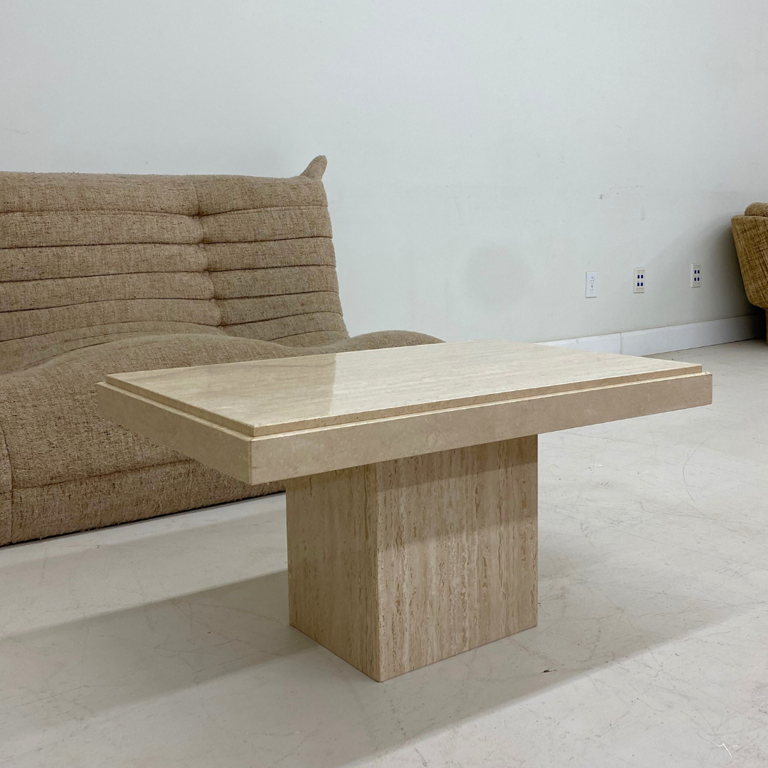 Pedestal Travertine Coffee Table