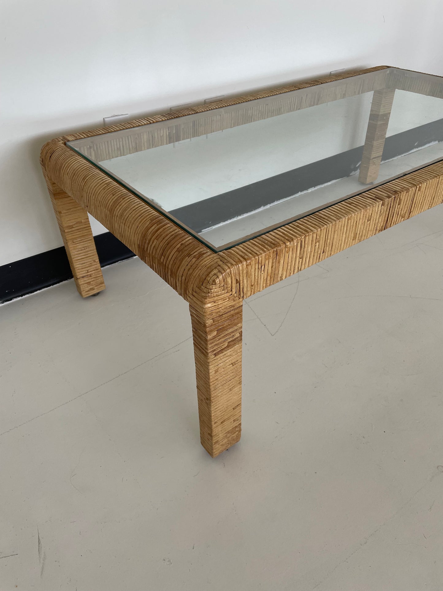 Vintage Rattan Wrapped Coffee Table