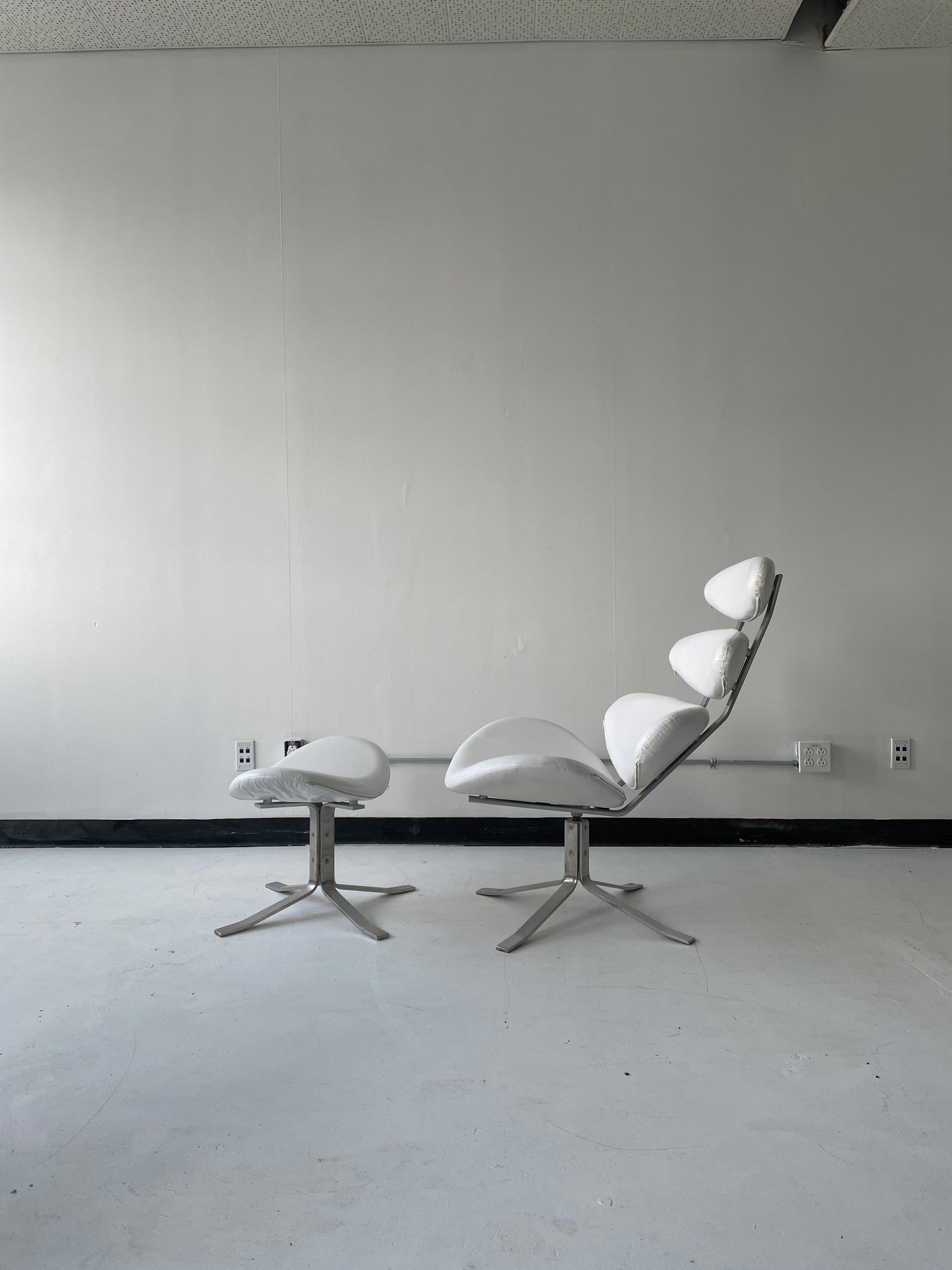 Corona chair and ottoman After Poul M. Volther for Erik Jorgensen, 1970's