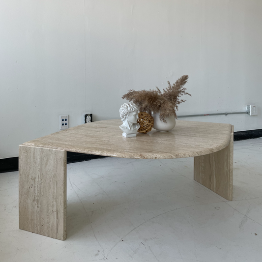 Teardrop Travertine Coffee Table