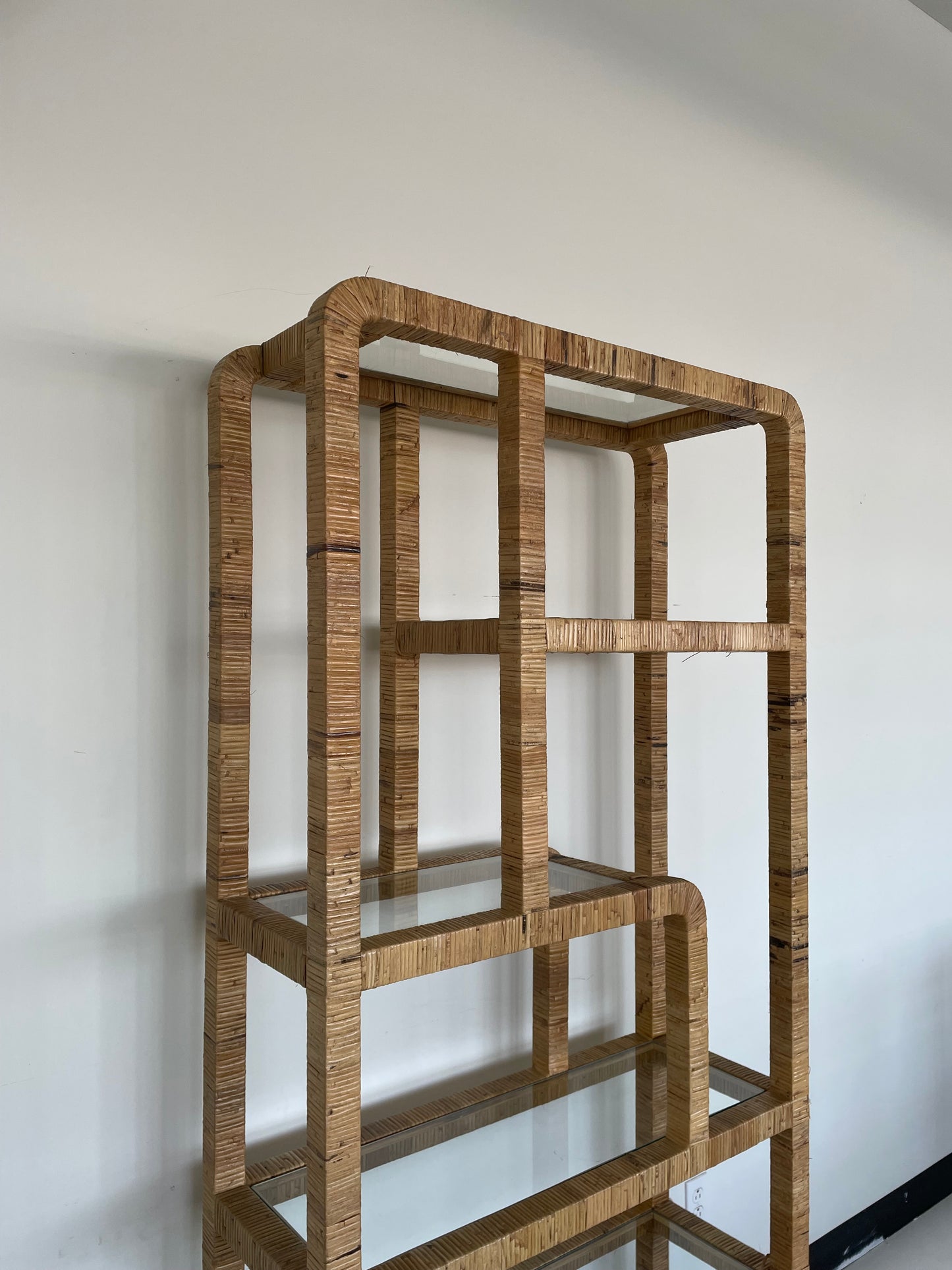 Vintage Rattan Wrapped Etagere/Bookcase