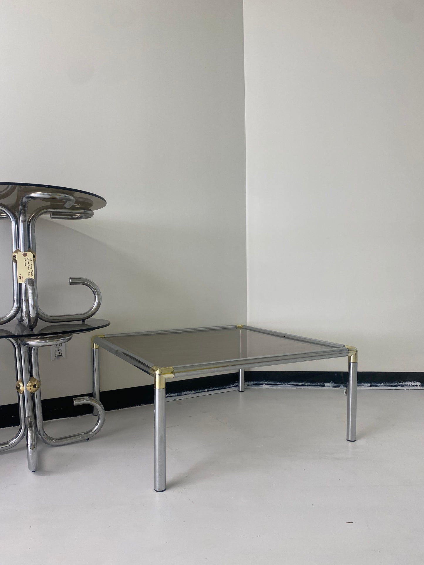 Smoked Glass Tubular Chrome Coffee Table by Rodney Kinsman for OMK, 1970