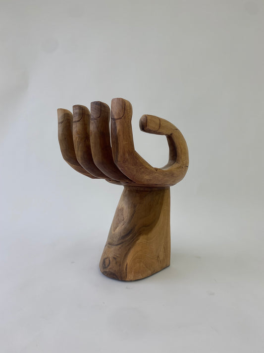 Hand-Shaped Carved Wooden Chair/Side Table