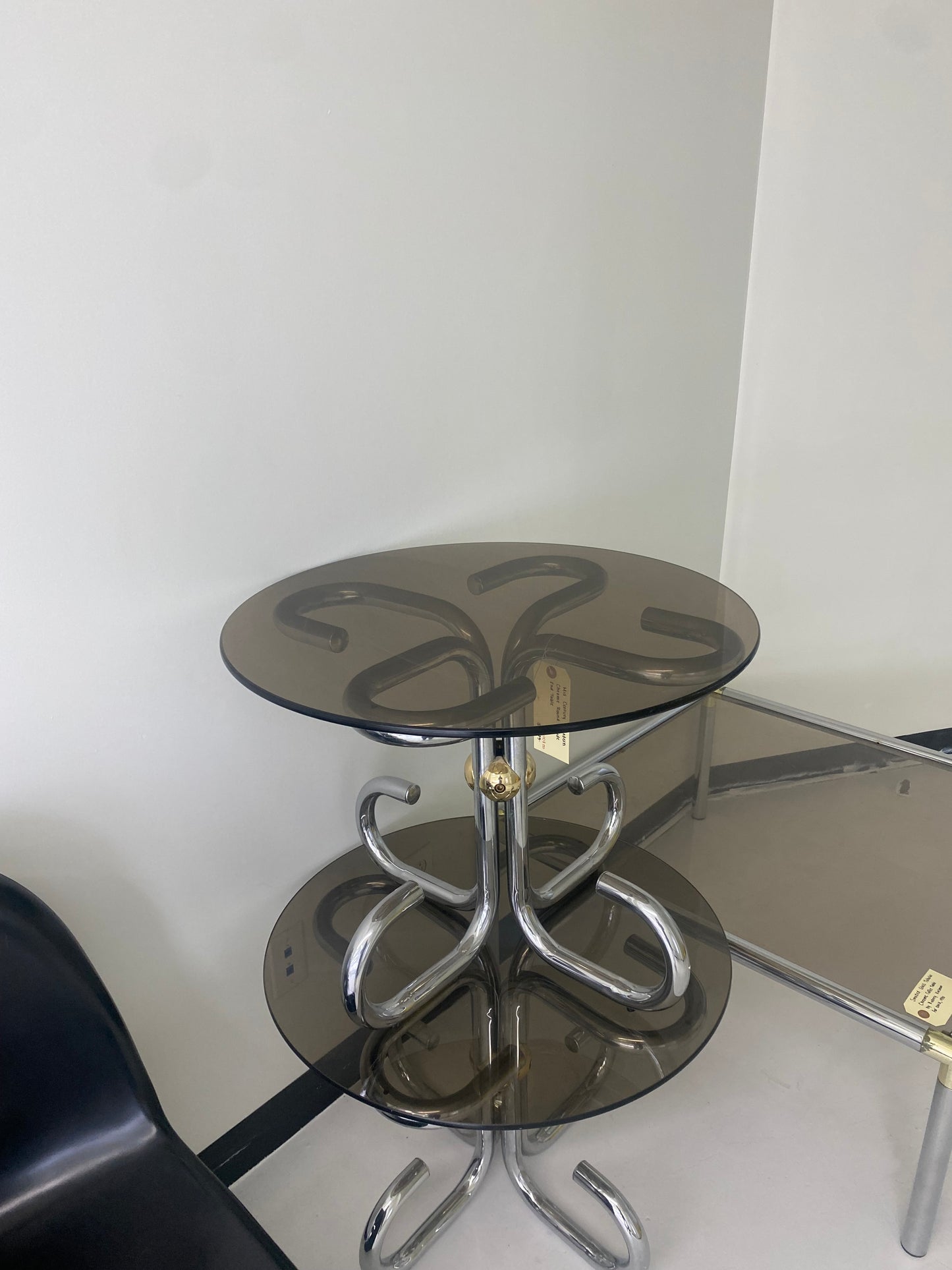 Mid Century Modern Chrome Round Side End Table