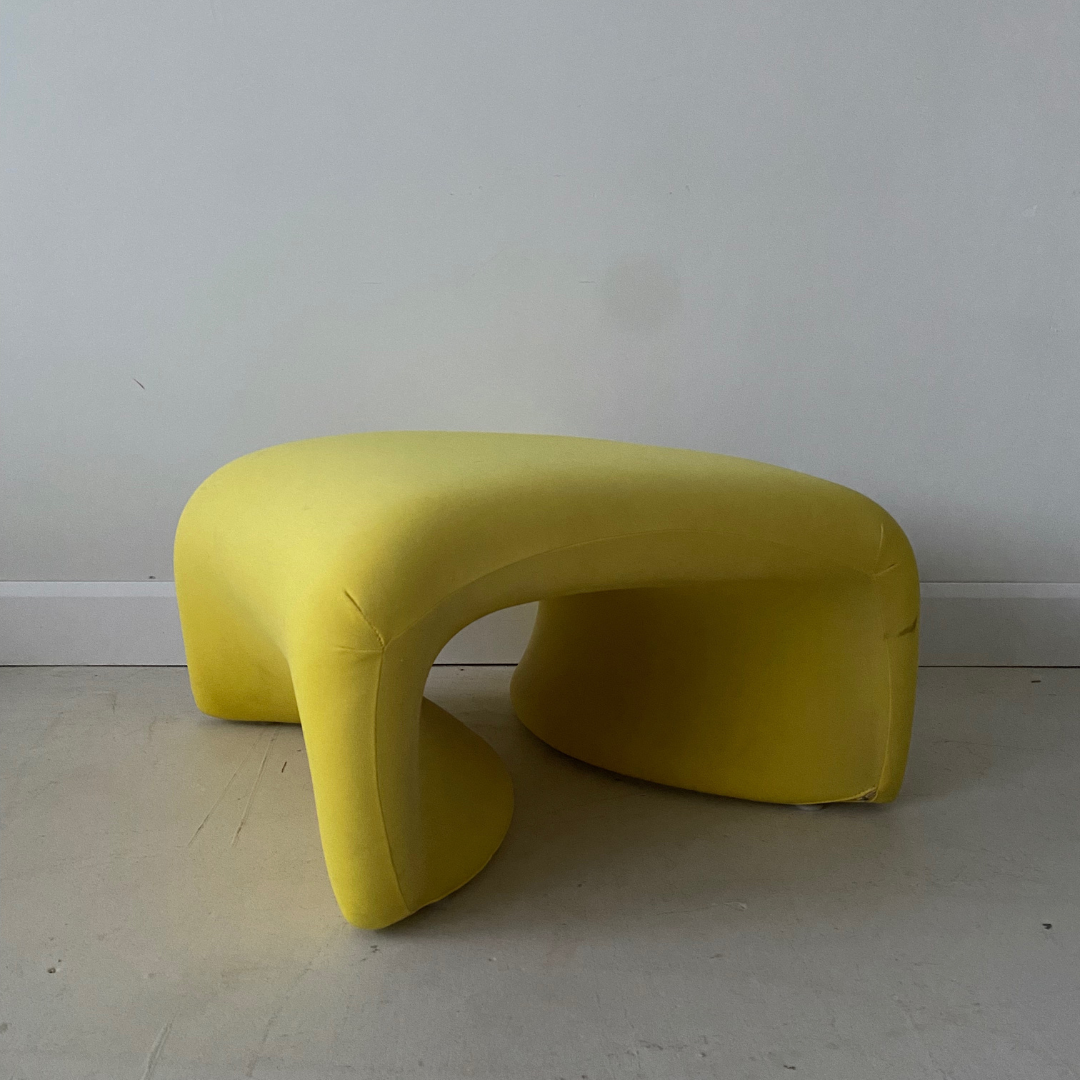 Yellow "Kaïdo" lounge chair & ottoman (set) designed by Kwok Ho Chan