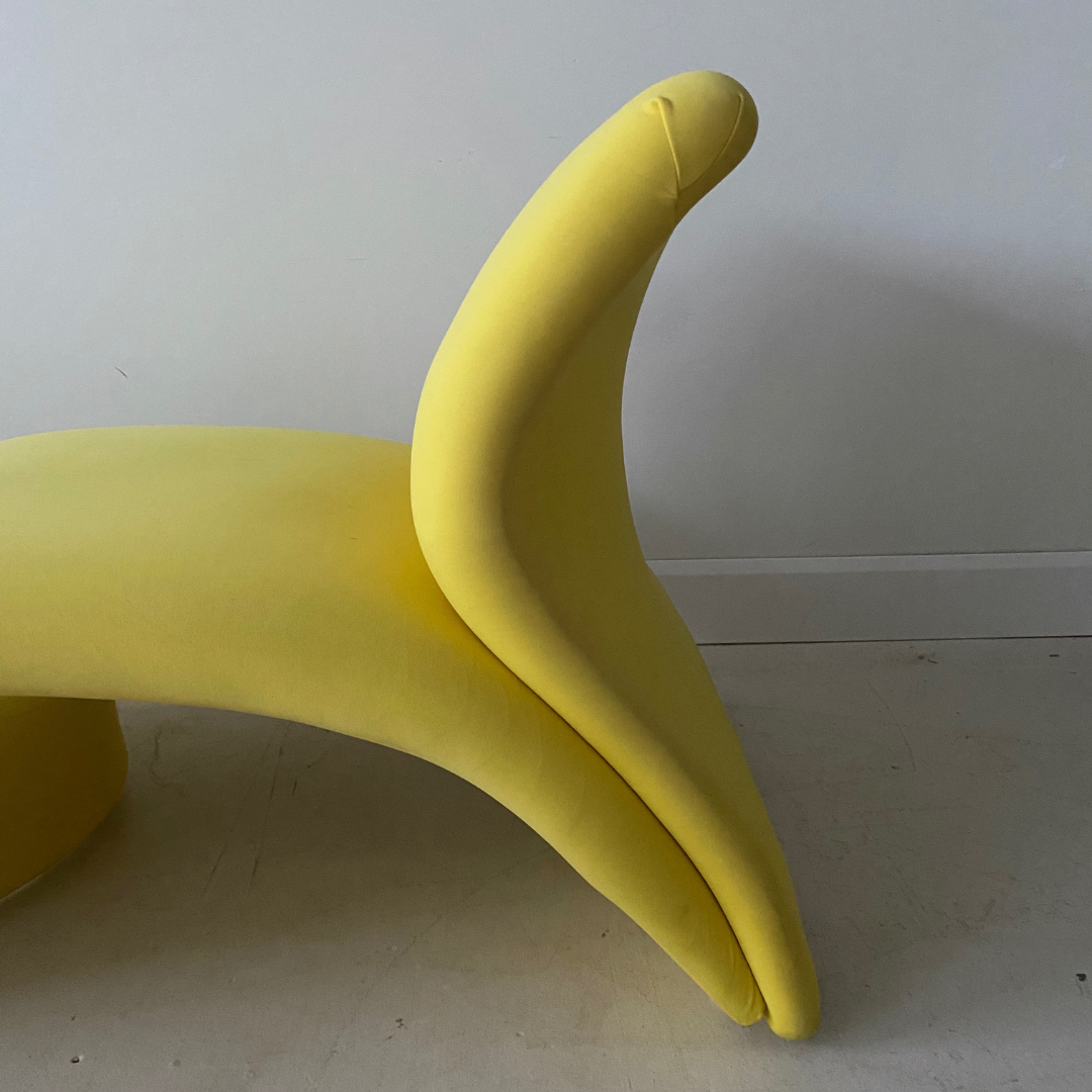 Yellow "Kaïdo" lounge chair & ottoman (set) designed by Kwok Ho Chan