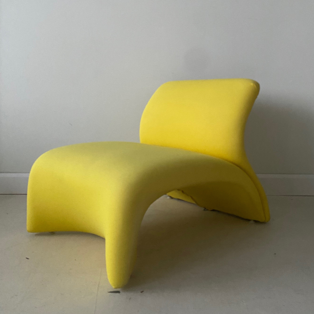 Yellow "Kaïdo" lounge chair & ottoman (set) designed by Kwok Ho Chan