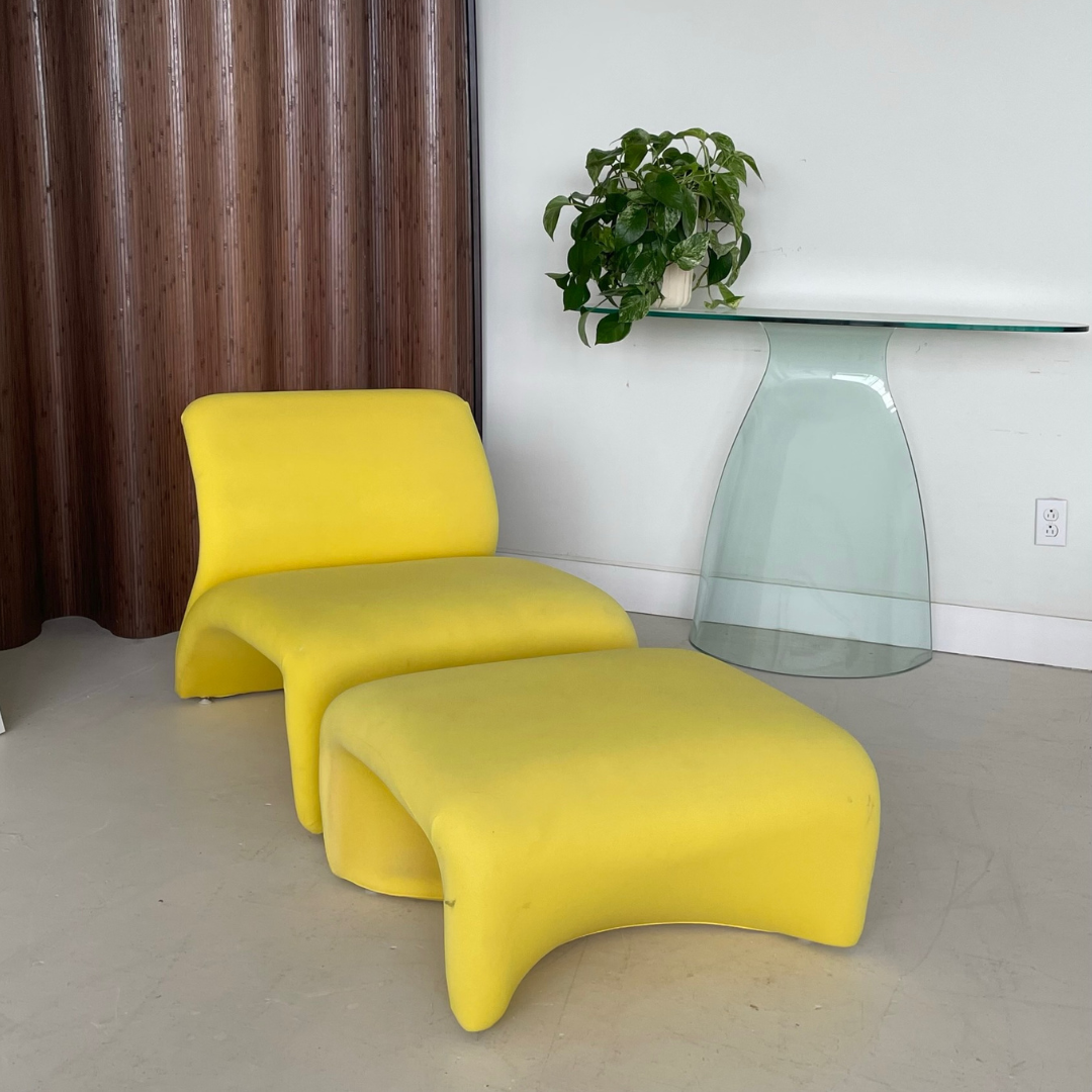 Yellow "Kaïdo" lounge chair & ottoman (set) designed by Kwok Ho Chan