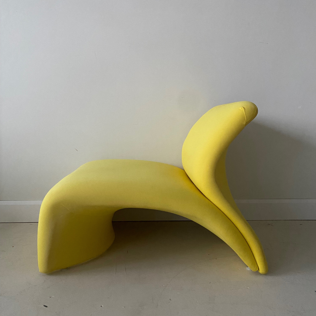 Yellow "Kaïdo" lounge chair & ottoman (set) designed by Kwok Ho Chan