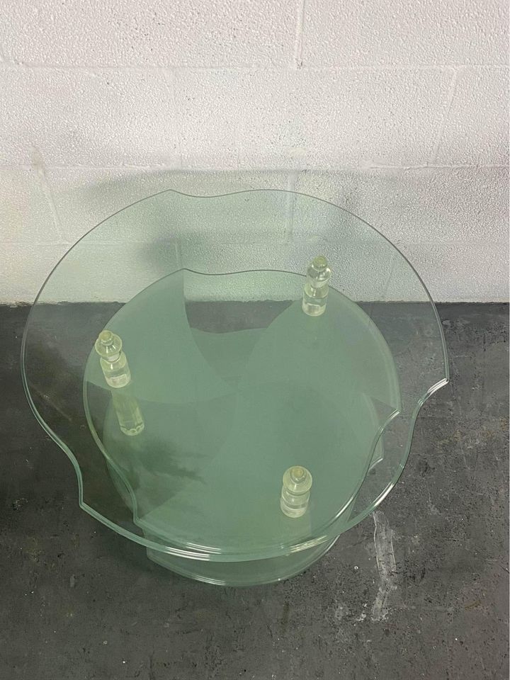 Three-Level Lucite and Two-Toned Glass Coffee/Side Table