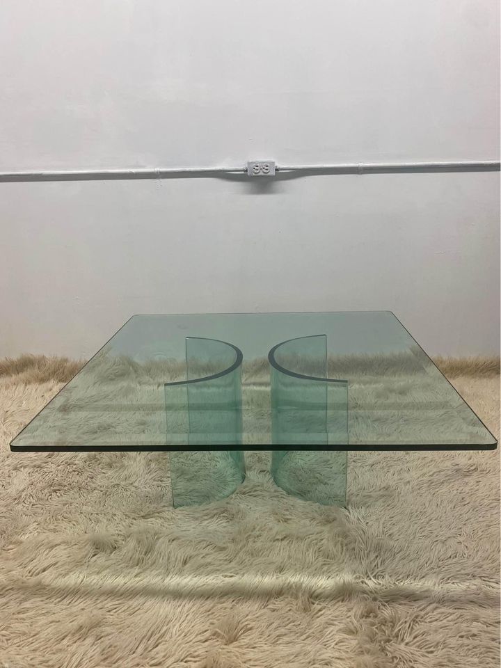 Post Modern Gallotti and Radice Inspired Glass Coffee Table, 1980’s