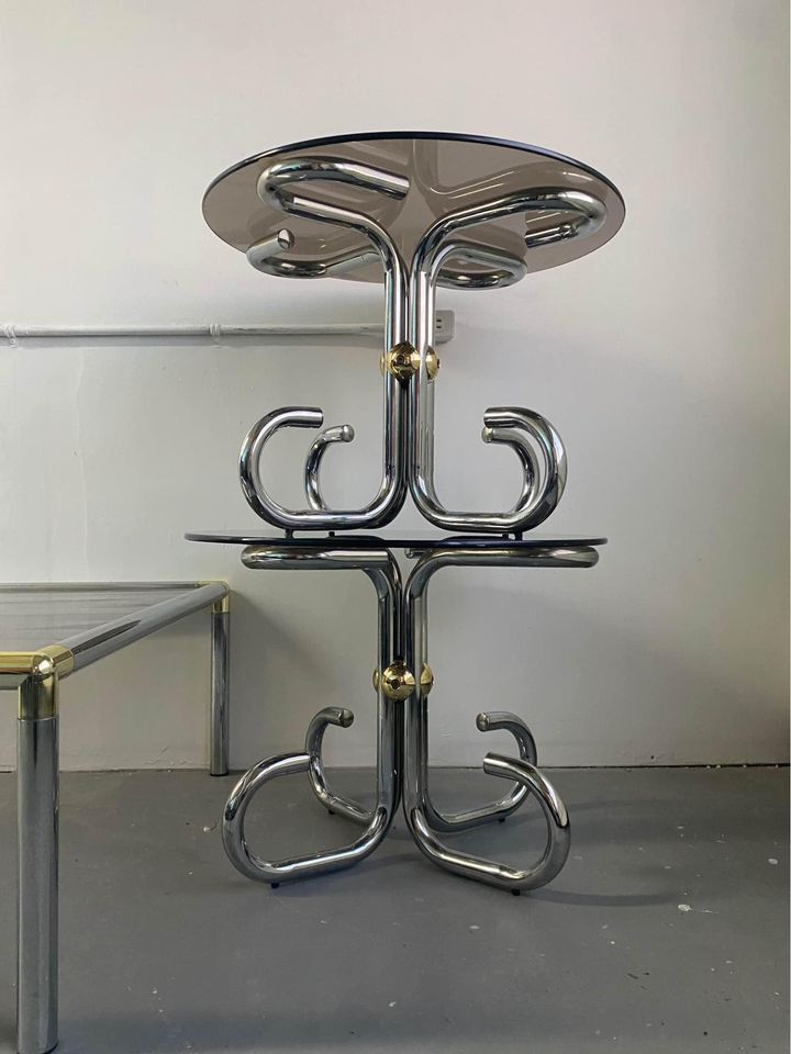 Mid Century Modern Chrome Round Side End Table