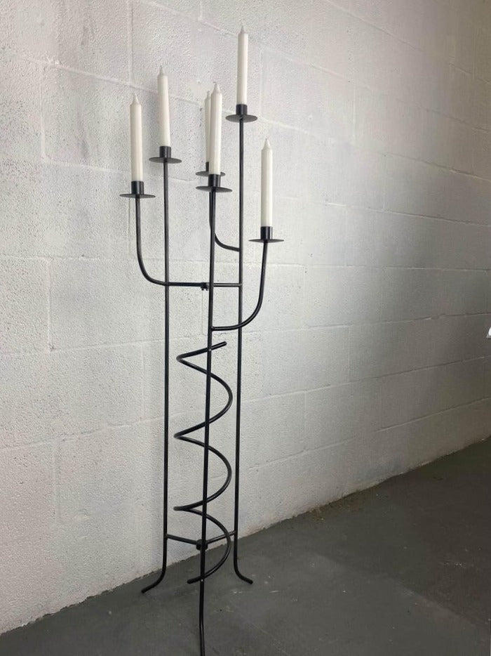 Vintage Metal Floor Candle Holder with 6 arms