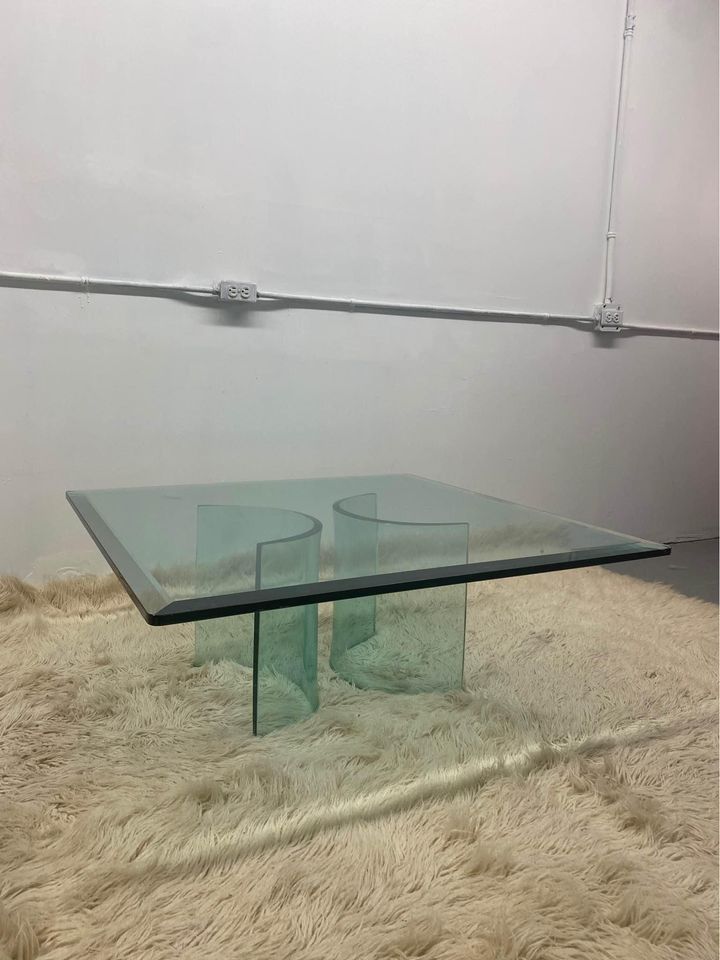 Post Modern Gallotti and Radice Inspired Glass Coffee Table, 1980’s