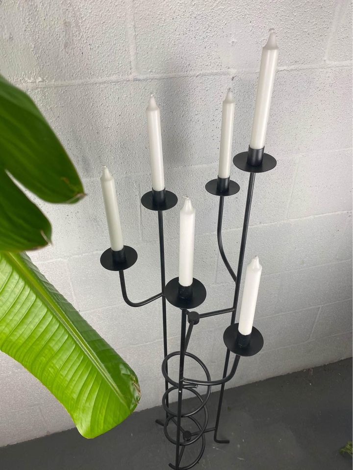 Vintage Metal Floor Candle Holder with 6 arms