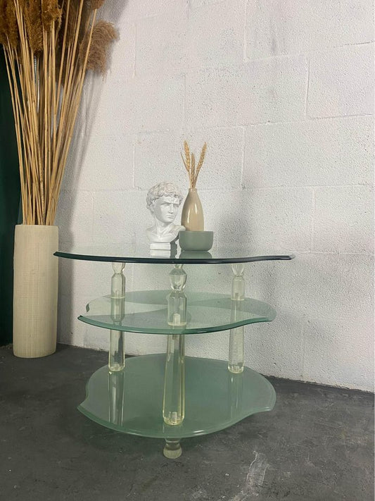 Three-Level Lucite and Two-Toned Glass Coffee/Side Table