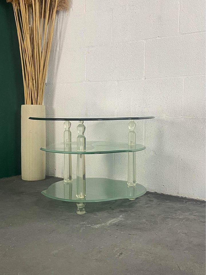 Three-Level Lucite and Two-Toned Glass Coffee/Side Table